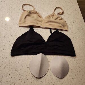 Wonder Nation Training Bra 36 Black Nude Removable Pads Set Of 2
